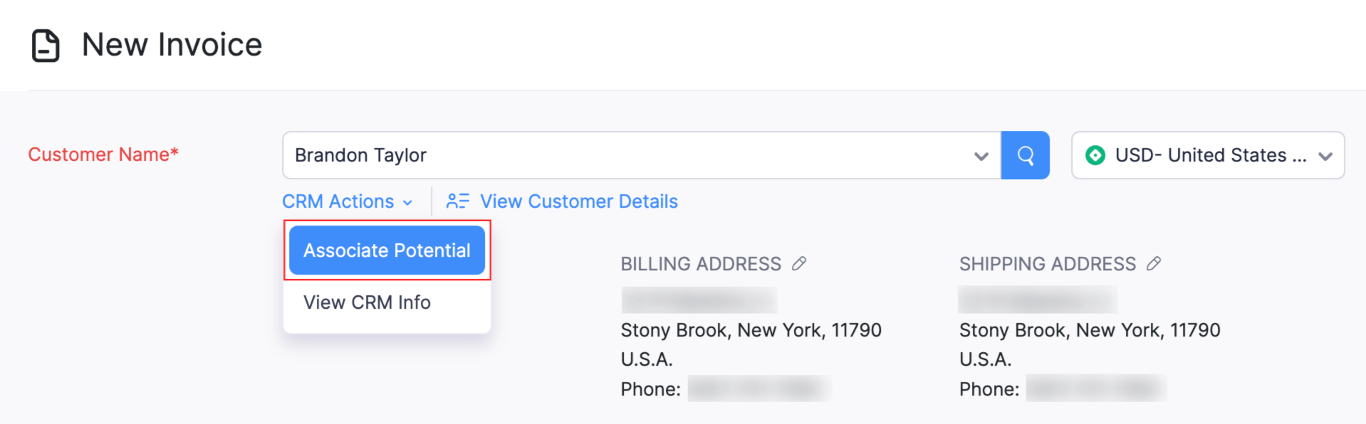 在 CRM 操作下点击关联潜在客户
