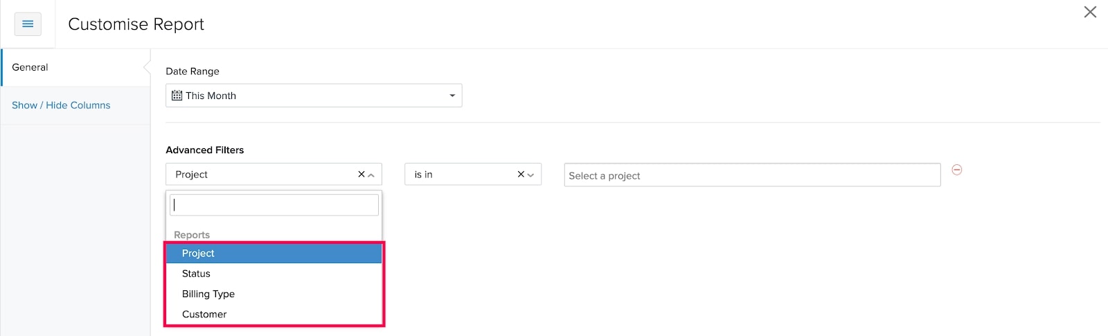 定制项目成本报告
