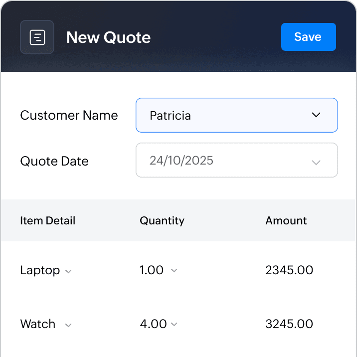 为每位客户定制专属报价单-Zoho Books进销存系统