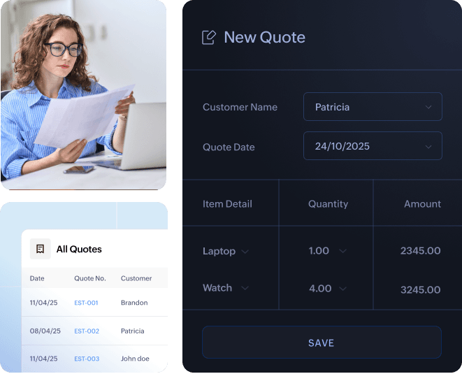 轻松创建、发送和跟踪报价-Zoho Books进销存系统