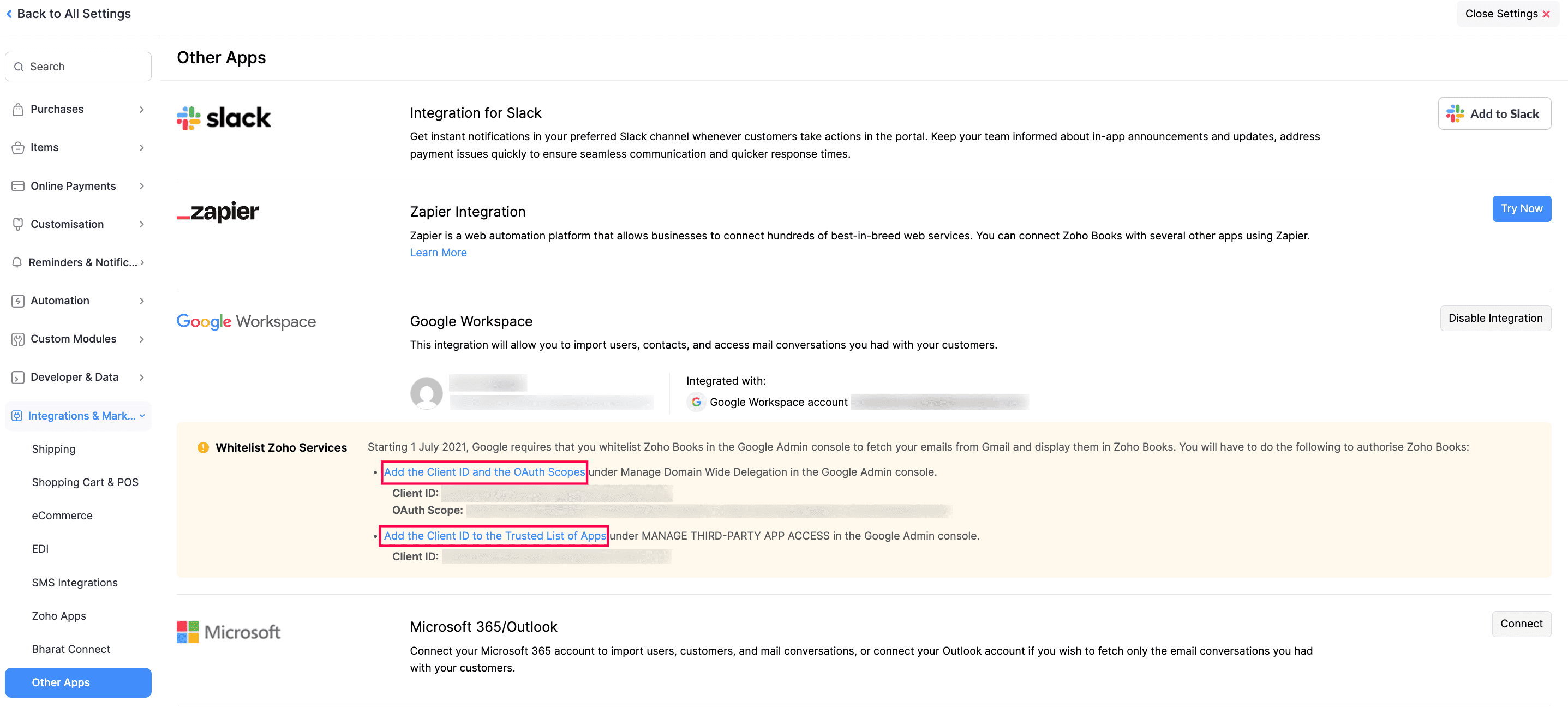 Whitelist Integration