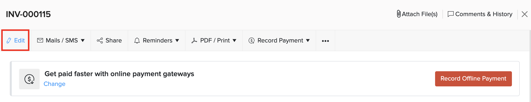 编辑形式发票-Zoho进销存系统