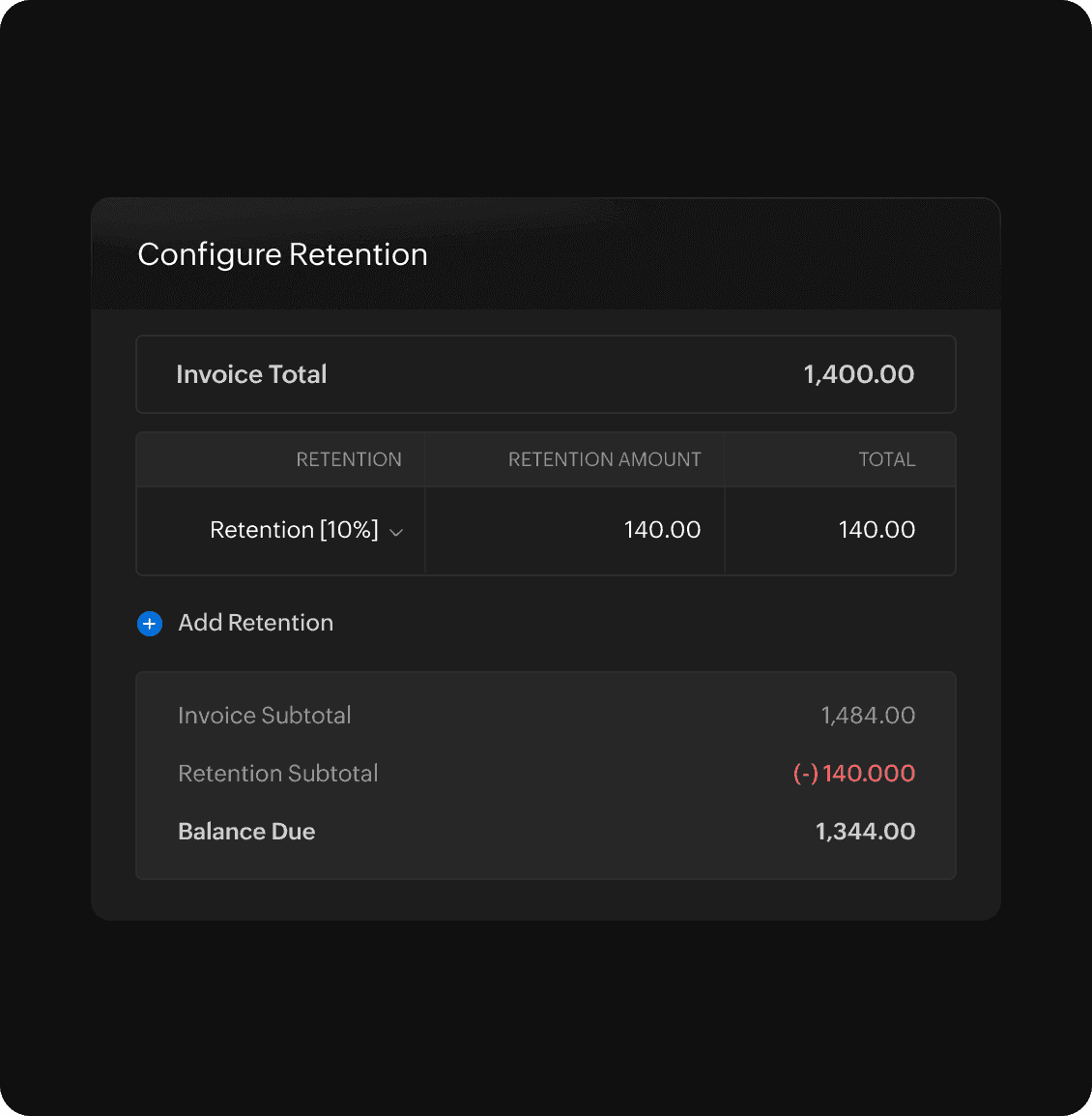 合同保留款机制-Zoho Books进销存