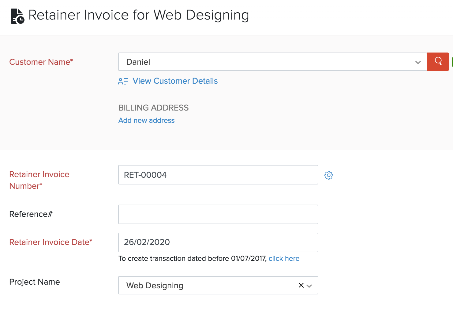 预付费发票项目