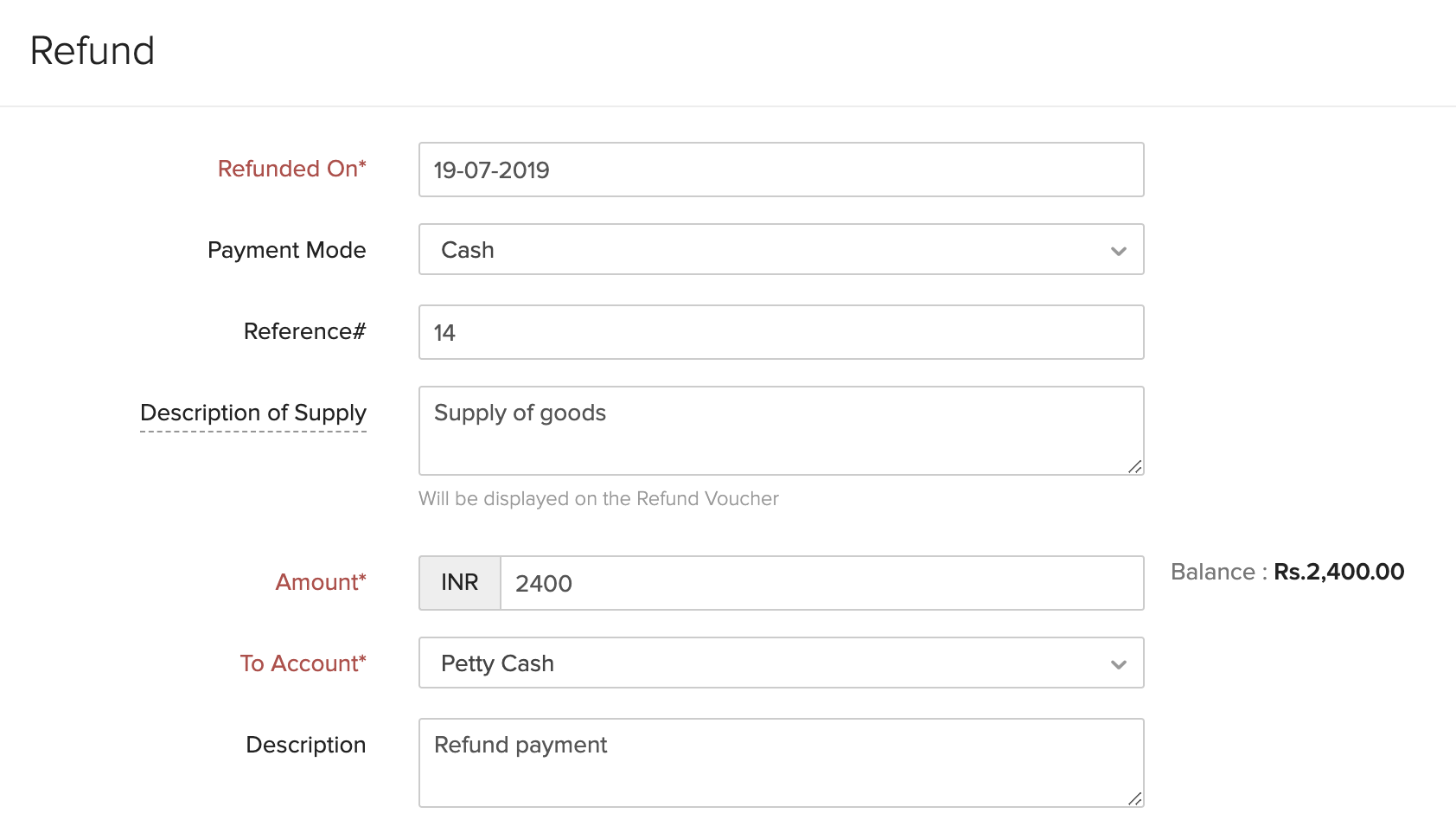 退款供应商付款