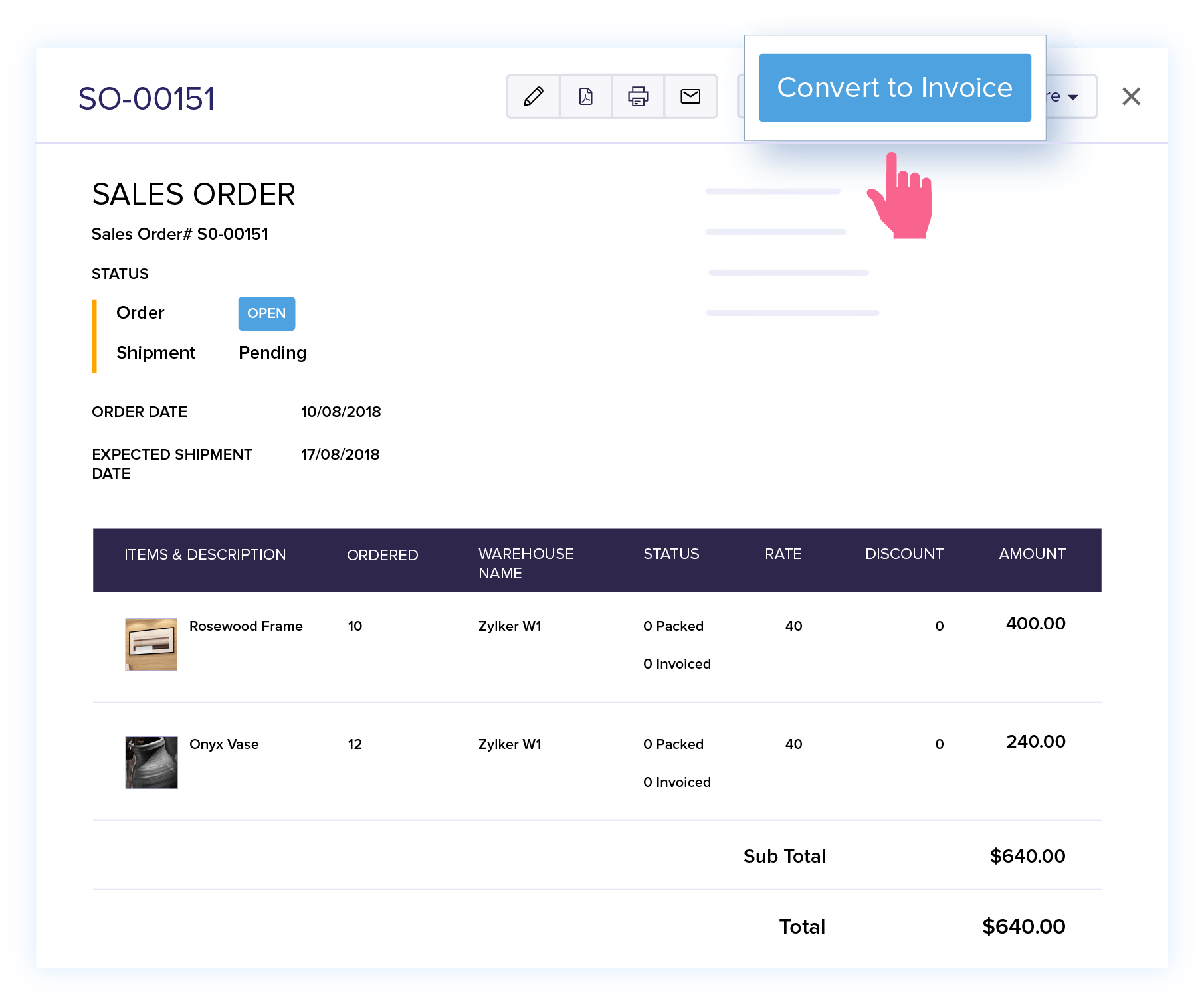  Convert Estimate to Sales Order - Online Sales Order Management | Zoho Books 