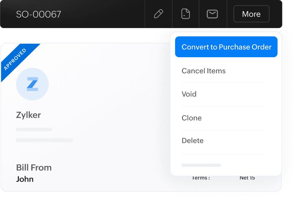 销售订单转化为采购订单-Zoho Books进销存
