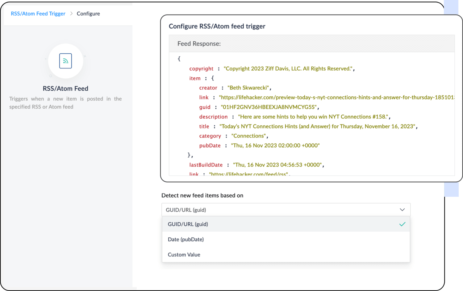 通过 RSS/ATOM 动态触发工作流