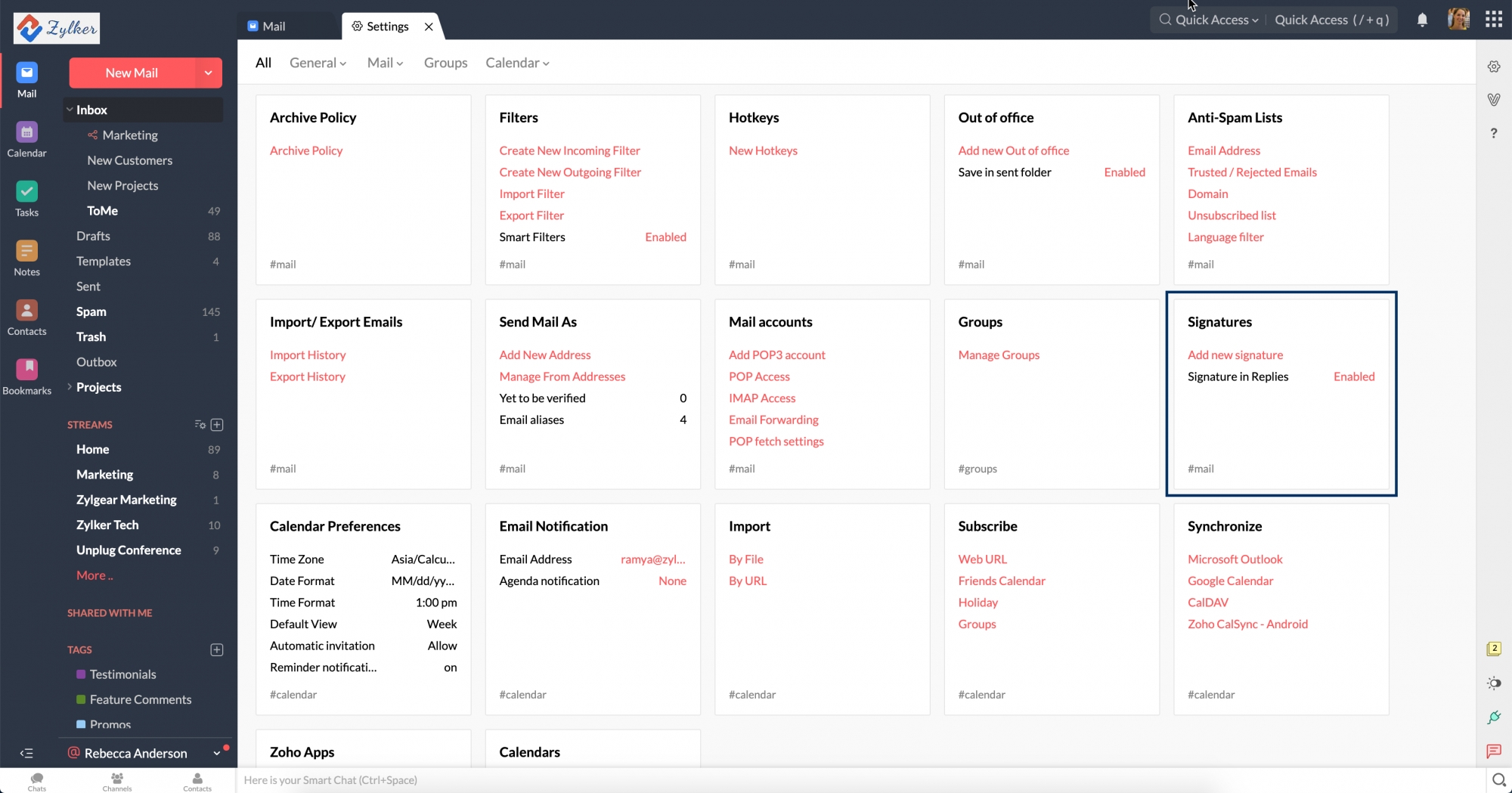 电子邮件签名设置