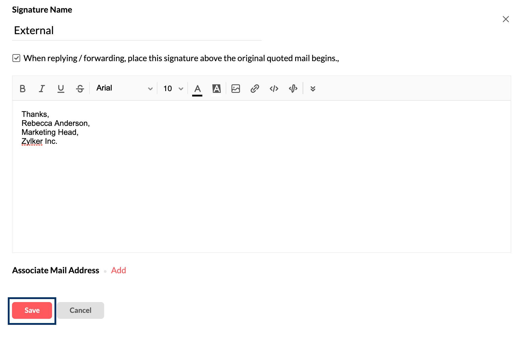 电子邮件签名示例