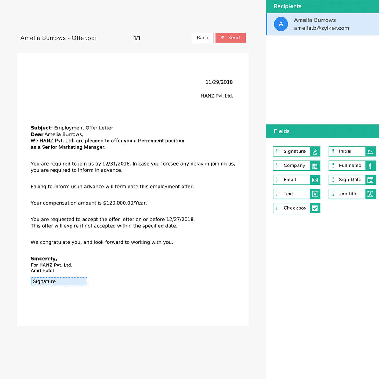 发放offer - Zoho Recruit