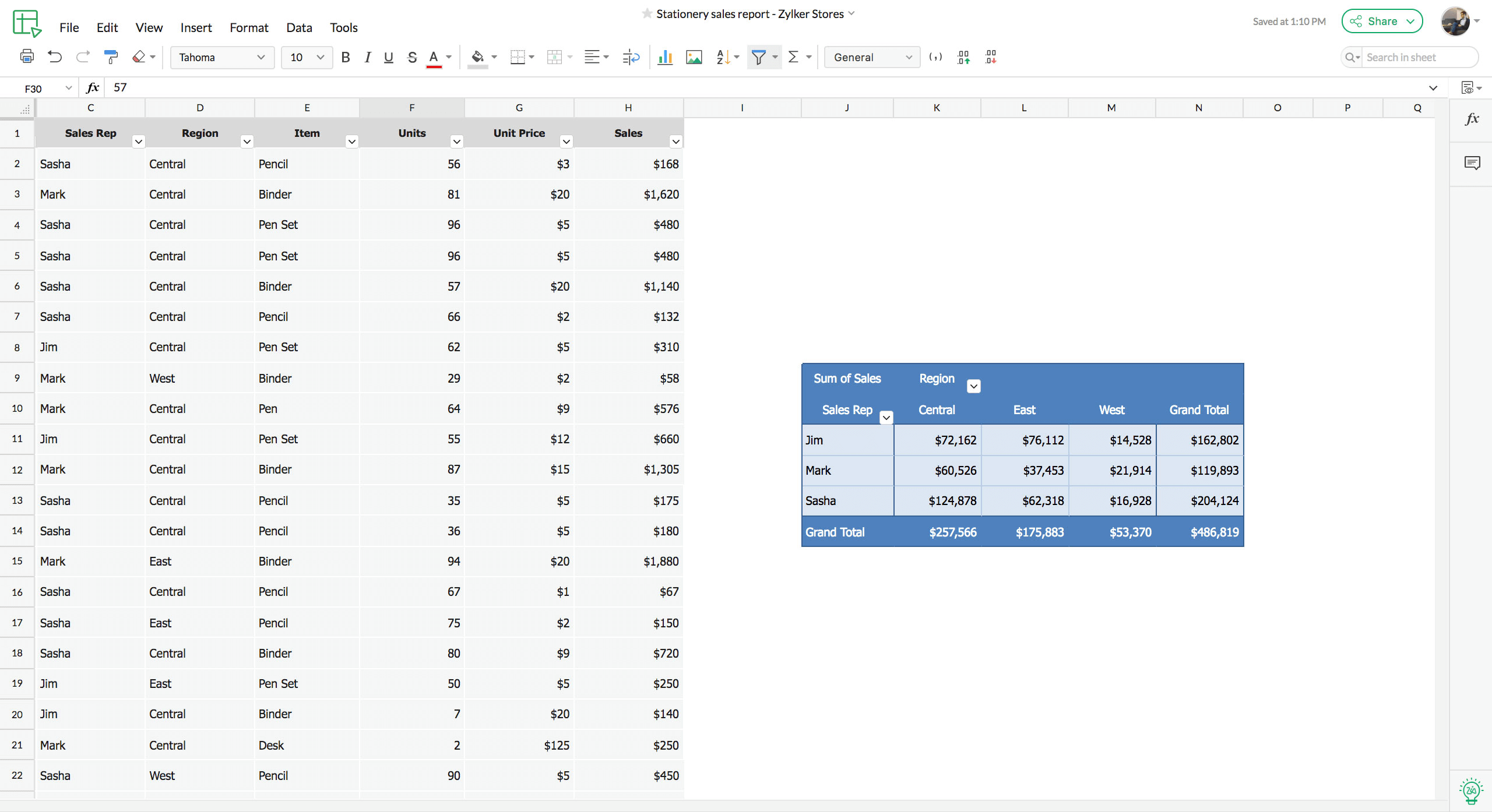 分析数据透视表
