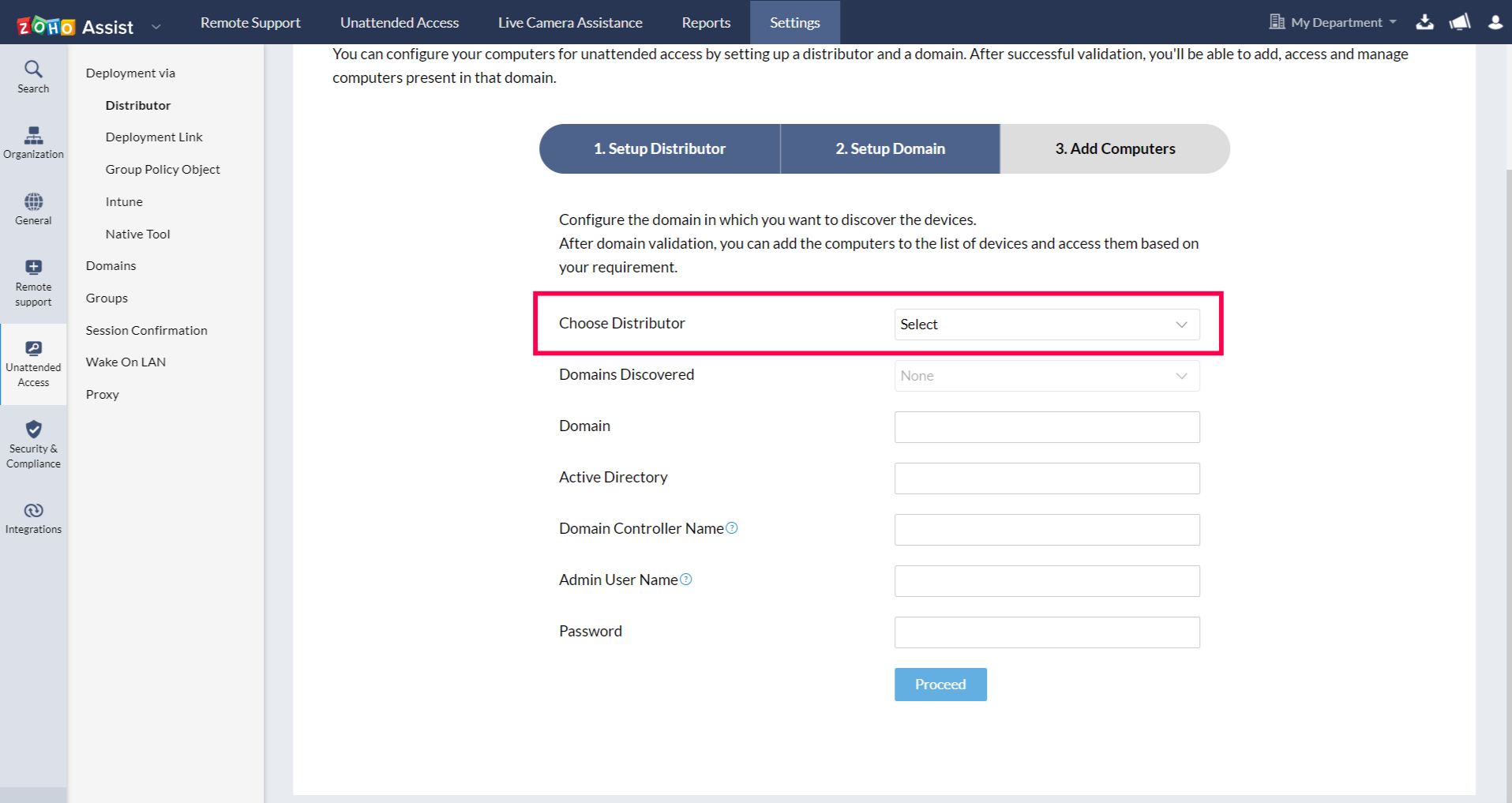 设置经销商后，通过在下拉菜单中选择经销商来设置域名