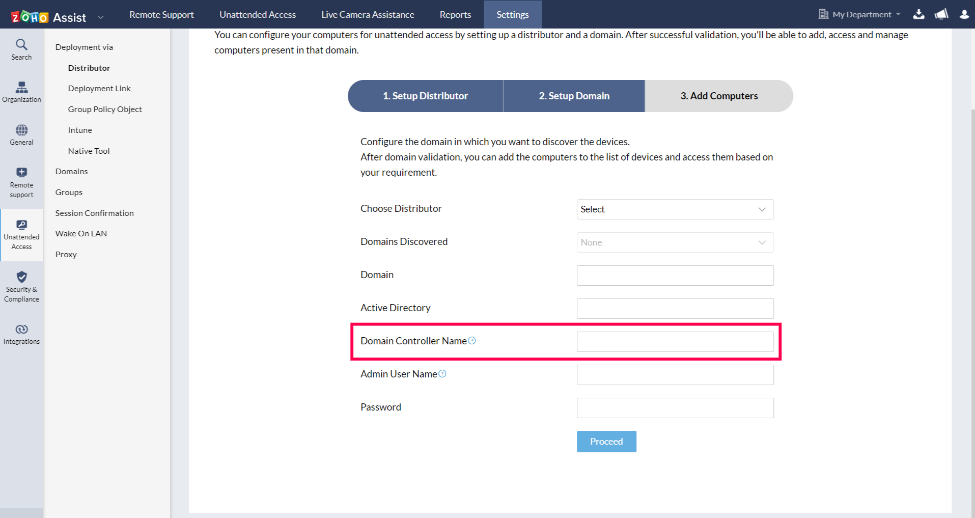 输入域控制器名称。