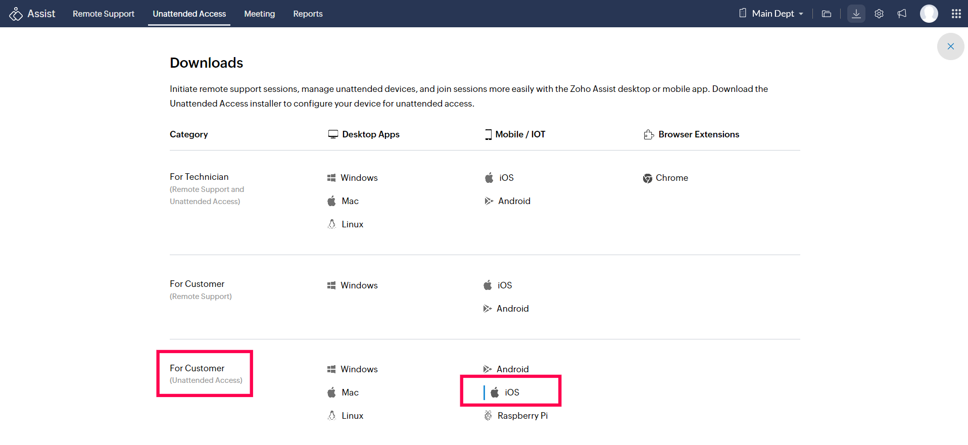 在移动/物联网设备下选择 iOS