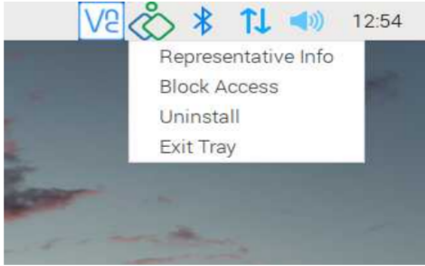 右键单击 Zoho Assist 托盘图标，然后在 Linux 操作系统设备上选择卸载。