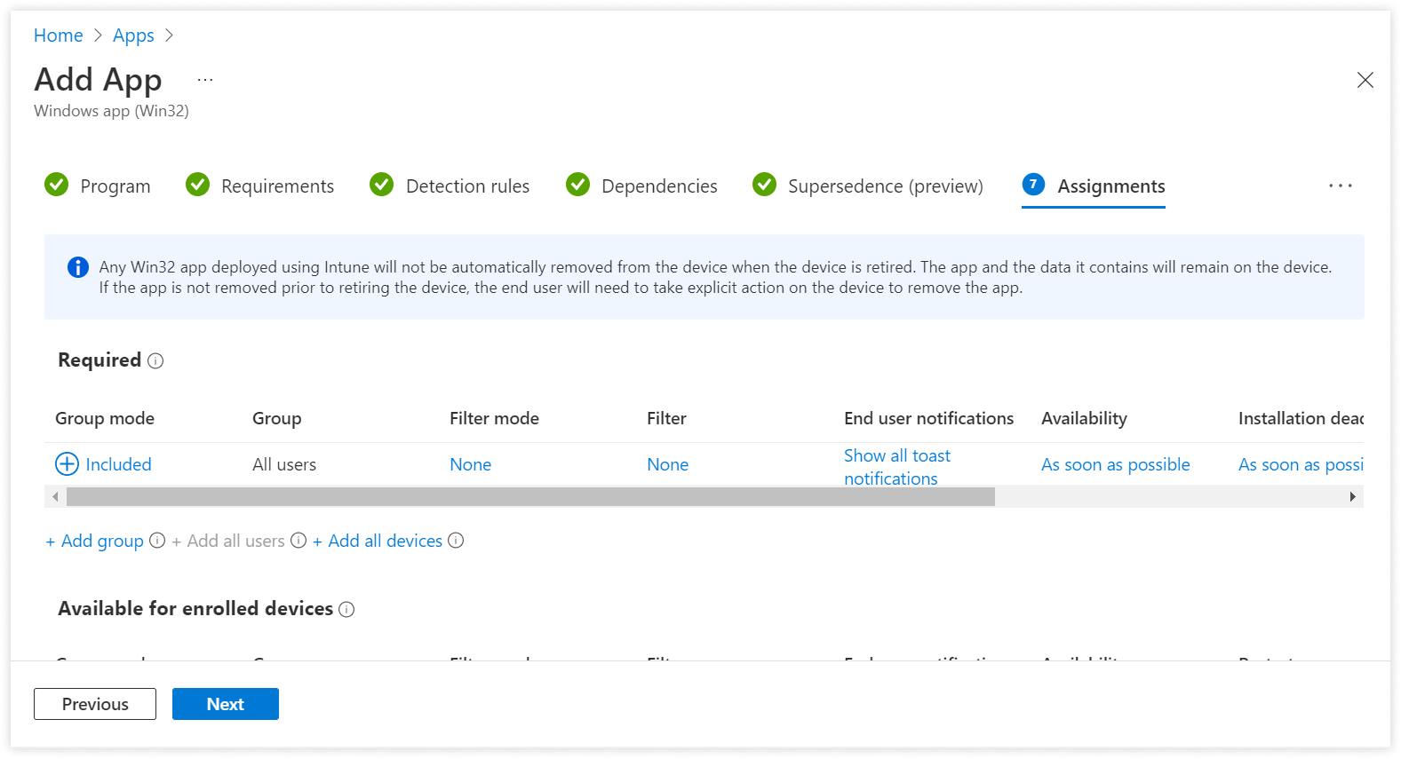带有“添加所有用户”选项的“作业”部分。