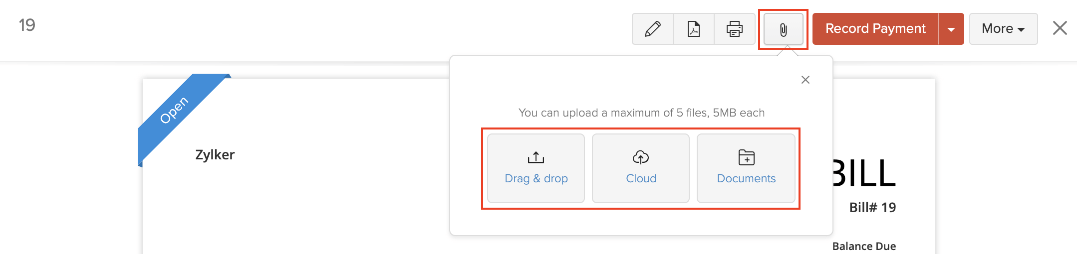 将文件附加到账单