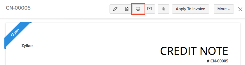 打印贷项通知单