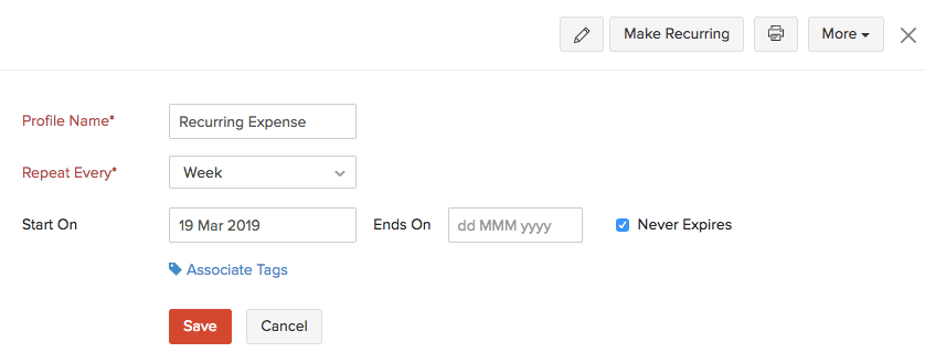 设定费用为定期费用
