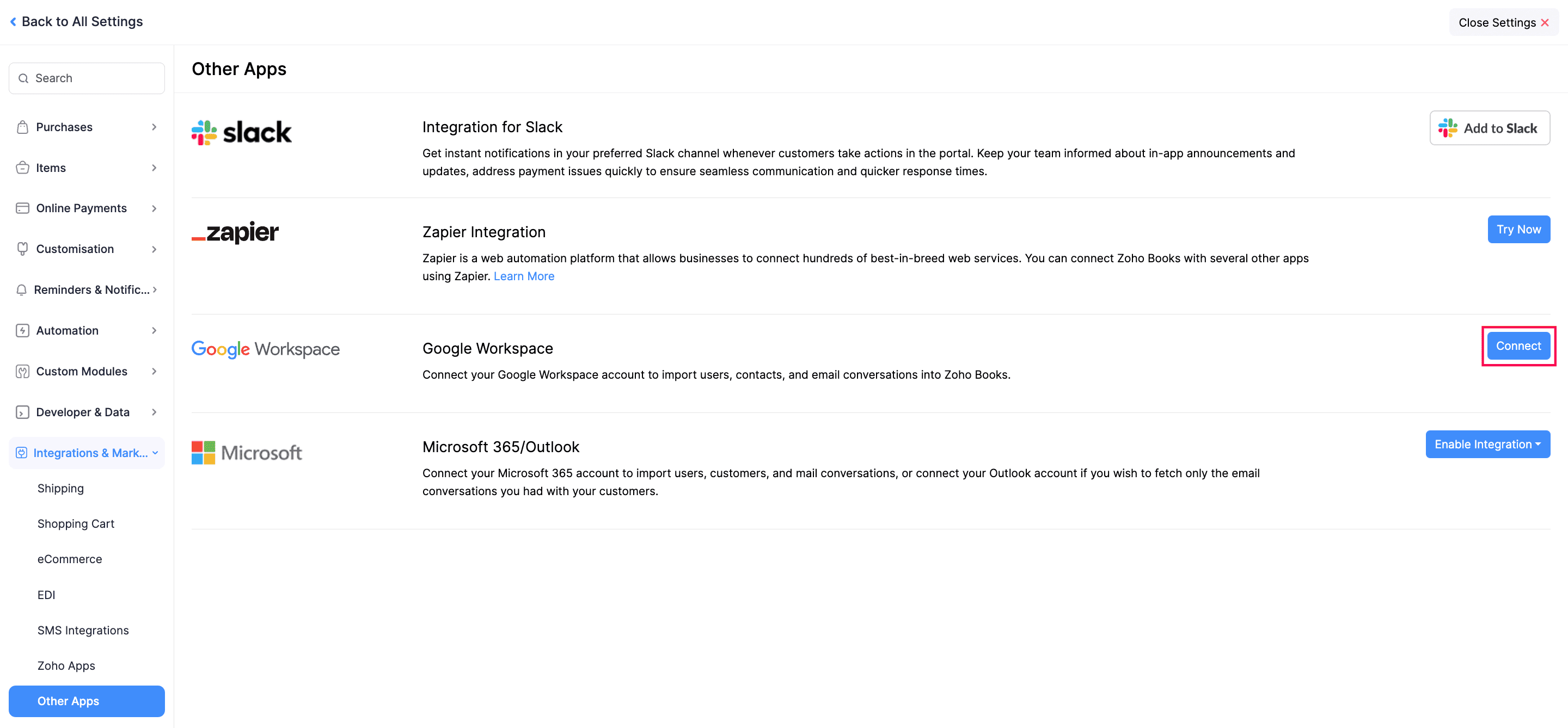 Connect to Google Workspace