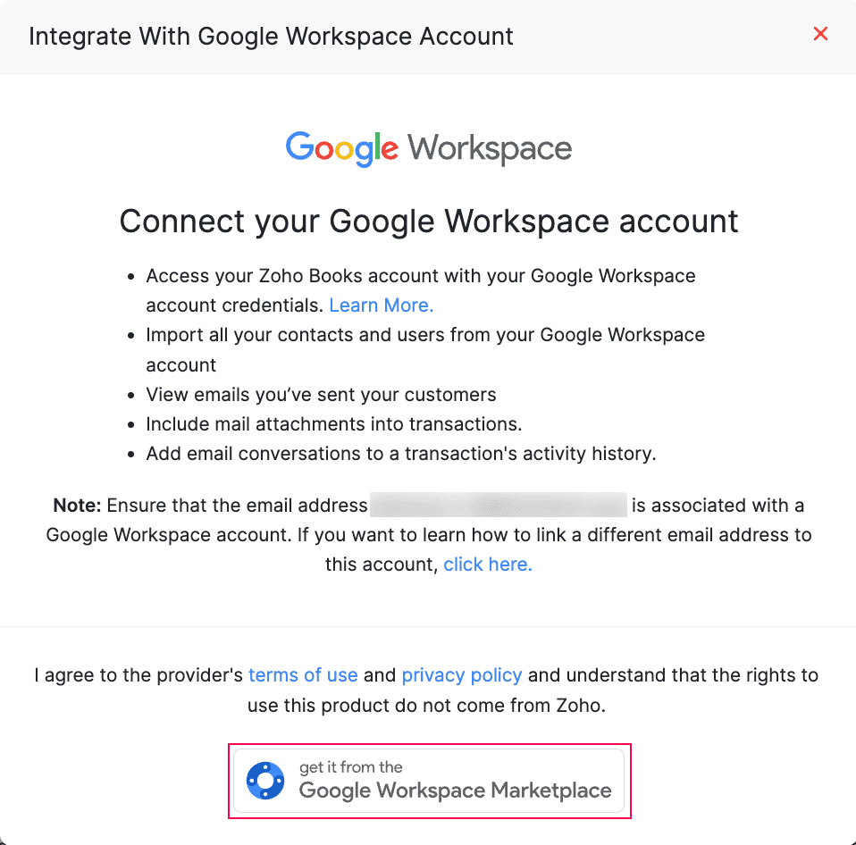 Connect to Google Workspace Pop-up