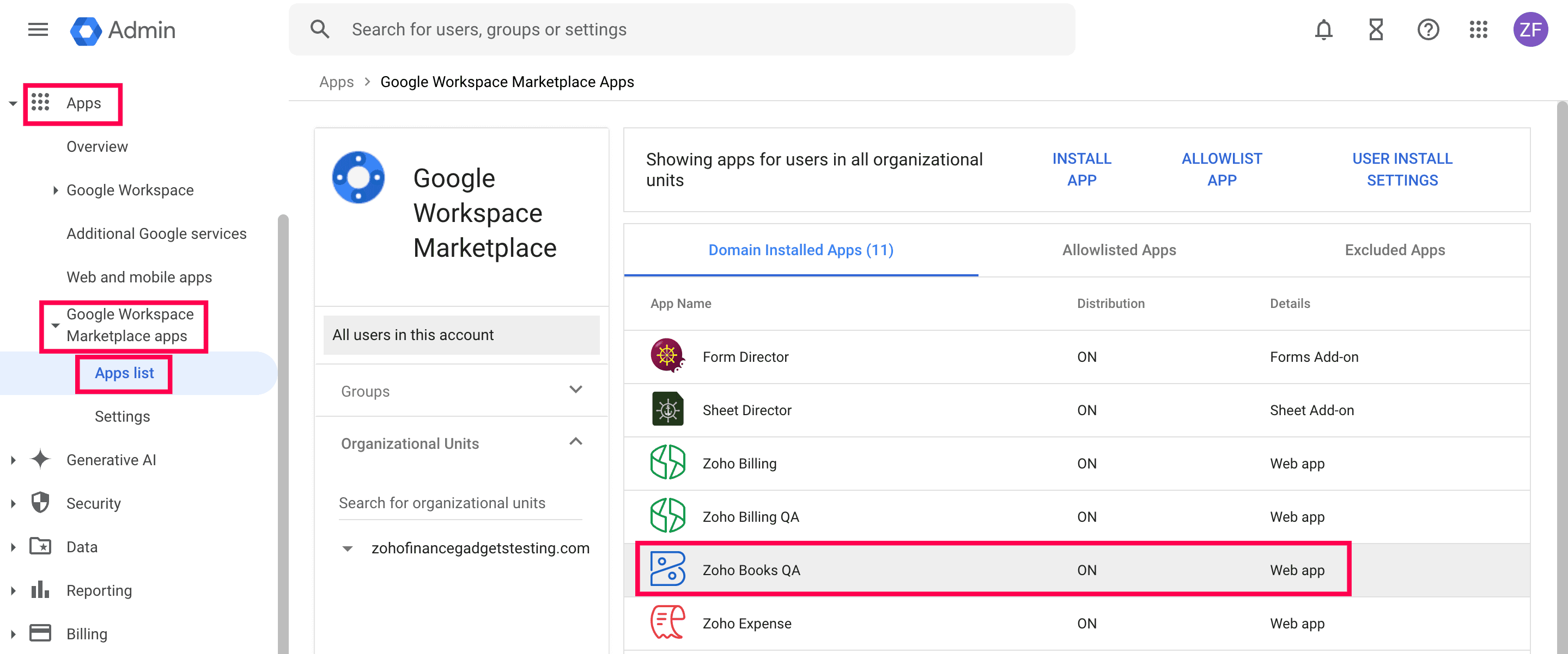 卸载Zoho Books应用
