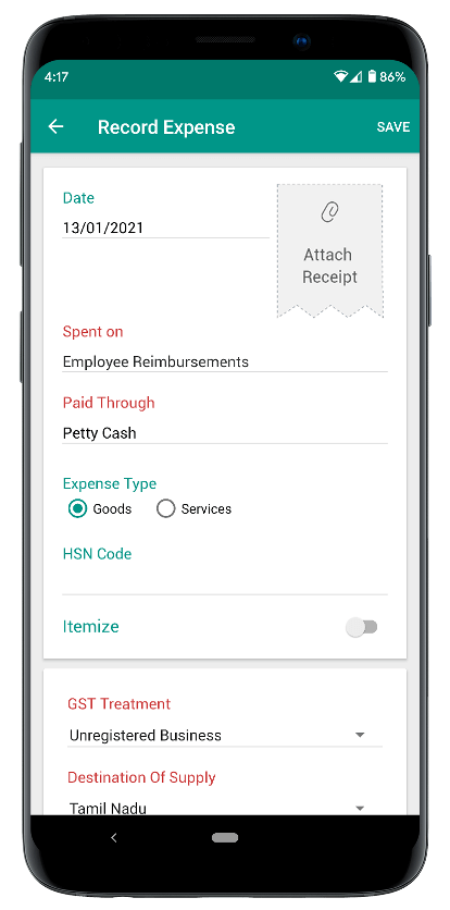 费用收据扫描器 - Android 记账应用 | Zoho Books