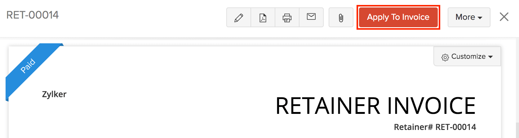 应用预付款发票