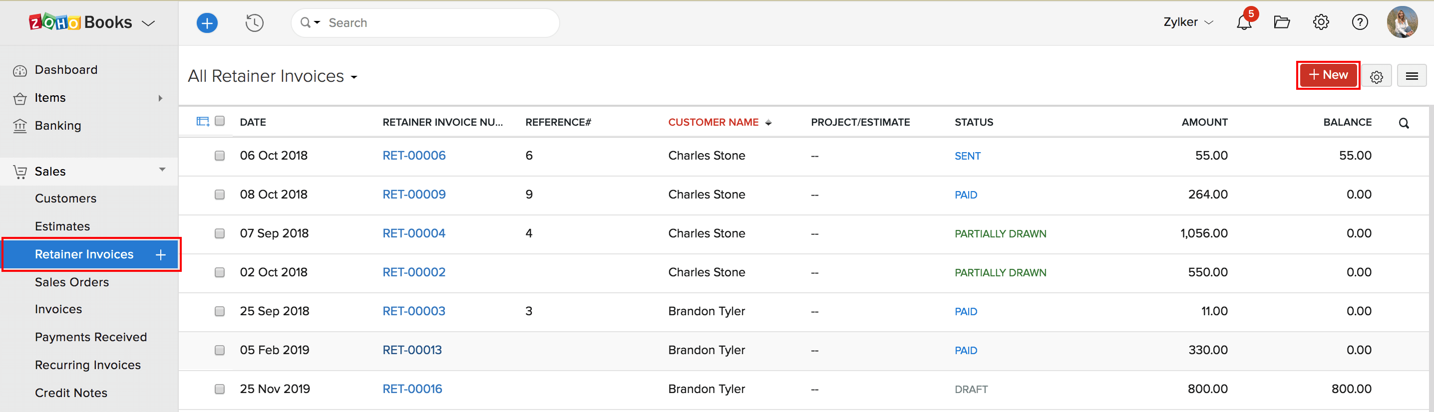 创建预付款发票