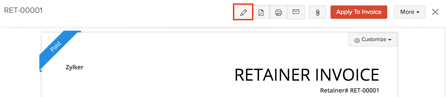 编辑预付款发票