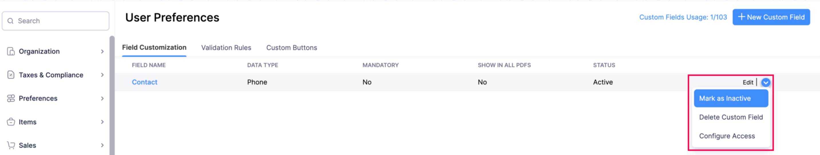 自定义字段操作