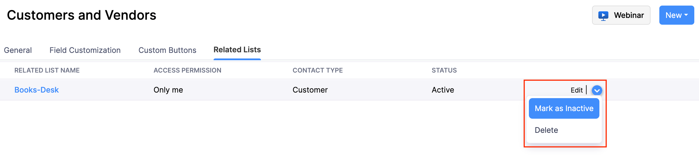 编辑/删除相关列表