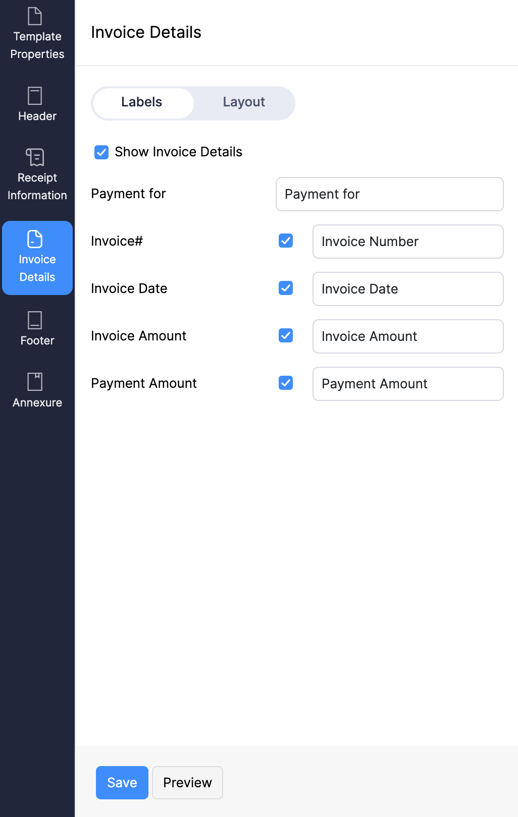 发票详细信息 - 标签
