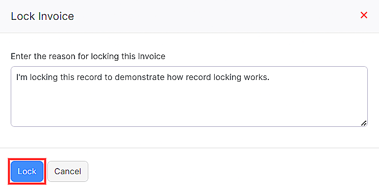 输入锁定记录的原因