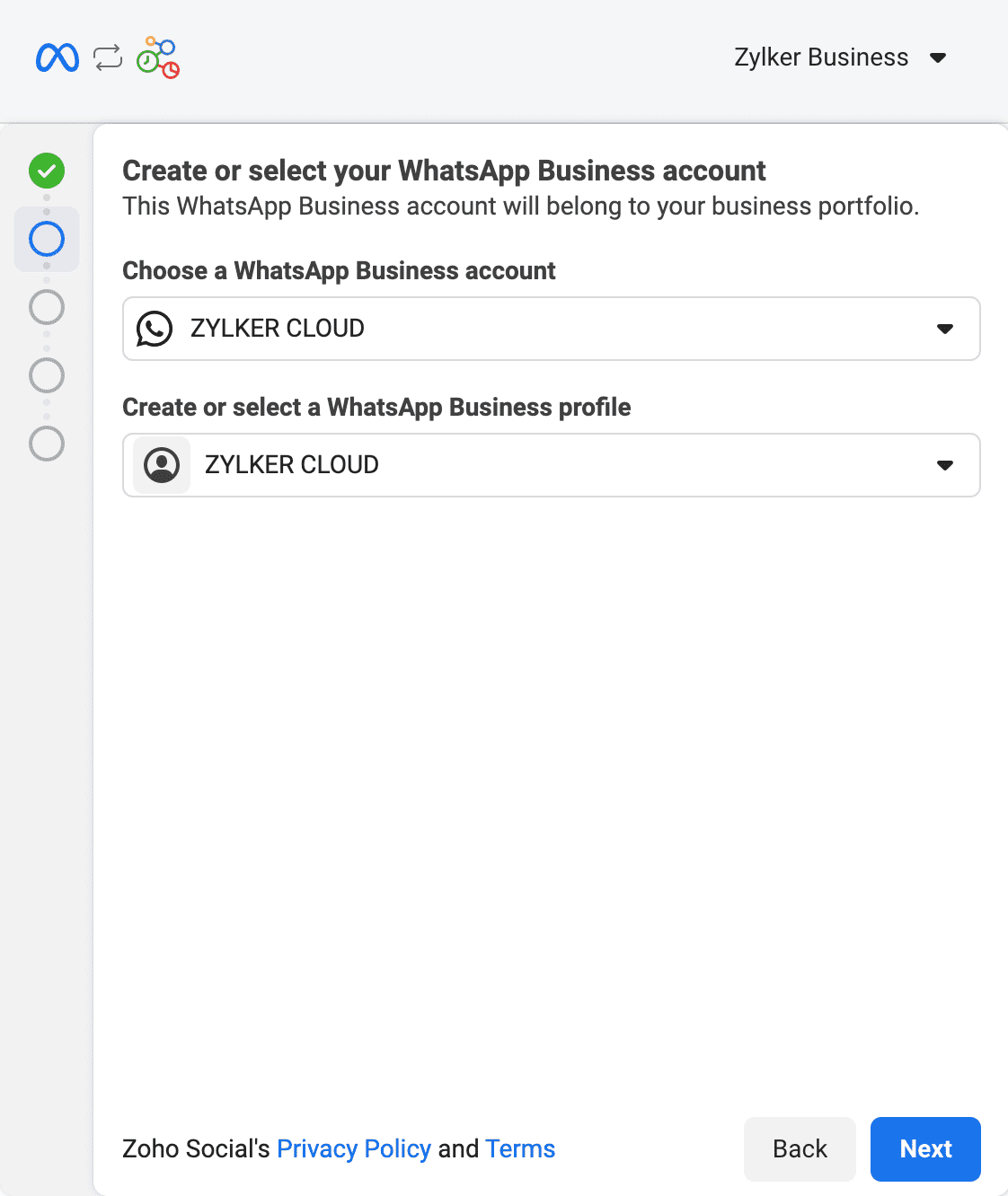 选择 WhatsApp 商业账户