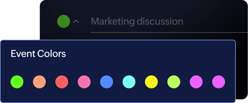Zoho Calendar 窗口显示带颜色编码的活动分类