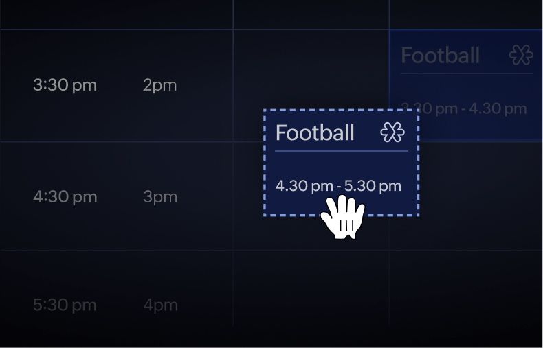 展示正在 Zoho Calendar 网格中通过拖放式操作修改日程