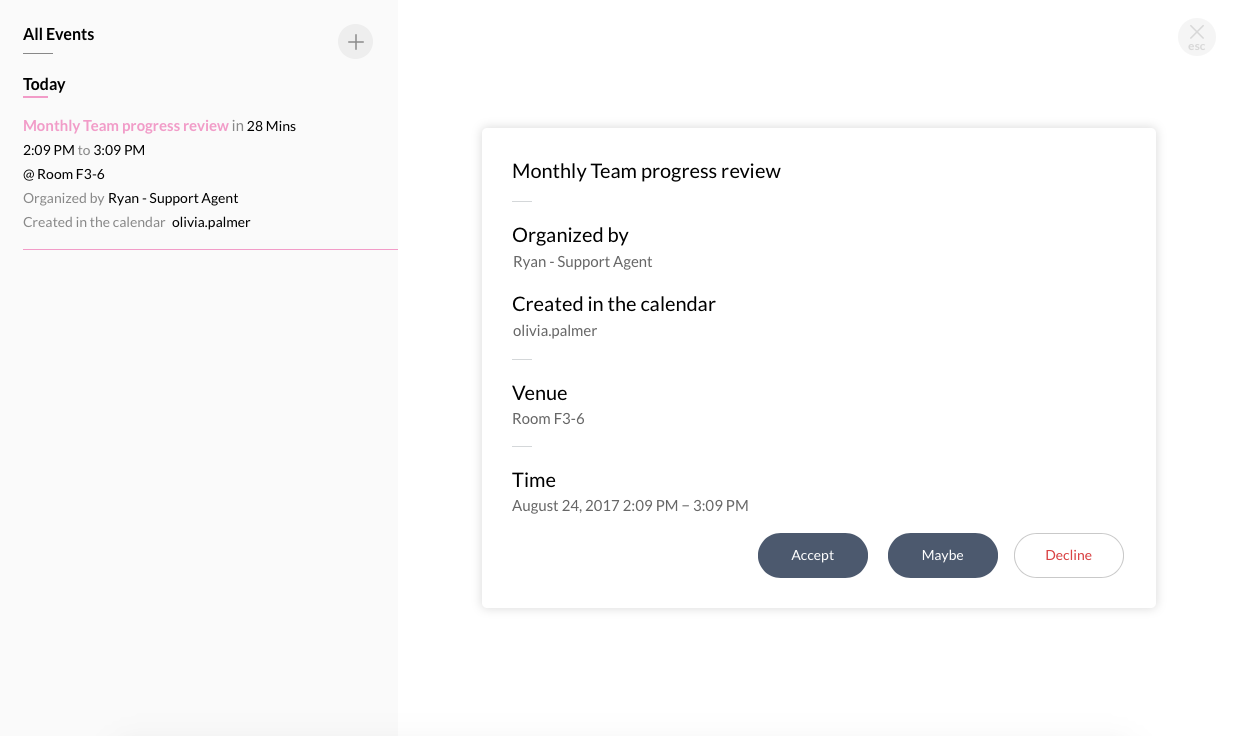 活动屏幕将会打开，您可以在其中选择您的回复。