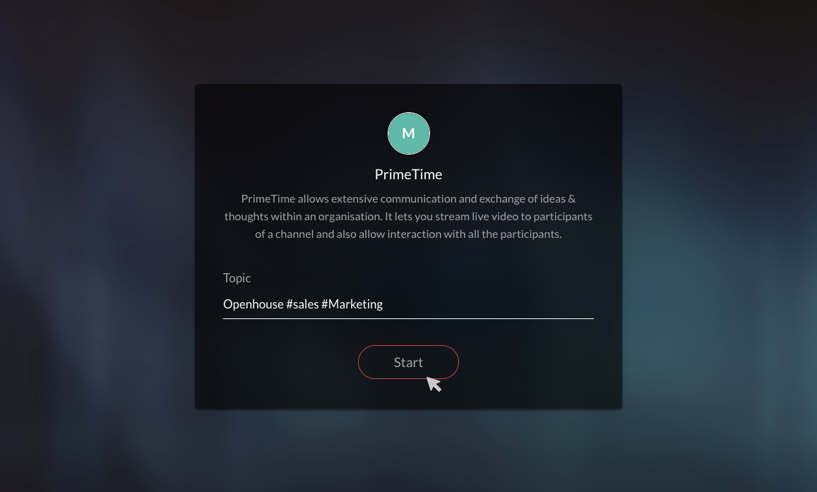 您点击 PrimeTime 图标时，将会打开一个新窗口。请为您的会话命名，并点击“开始”。
