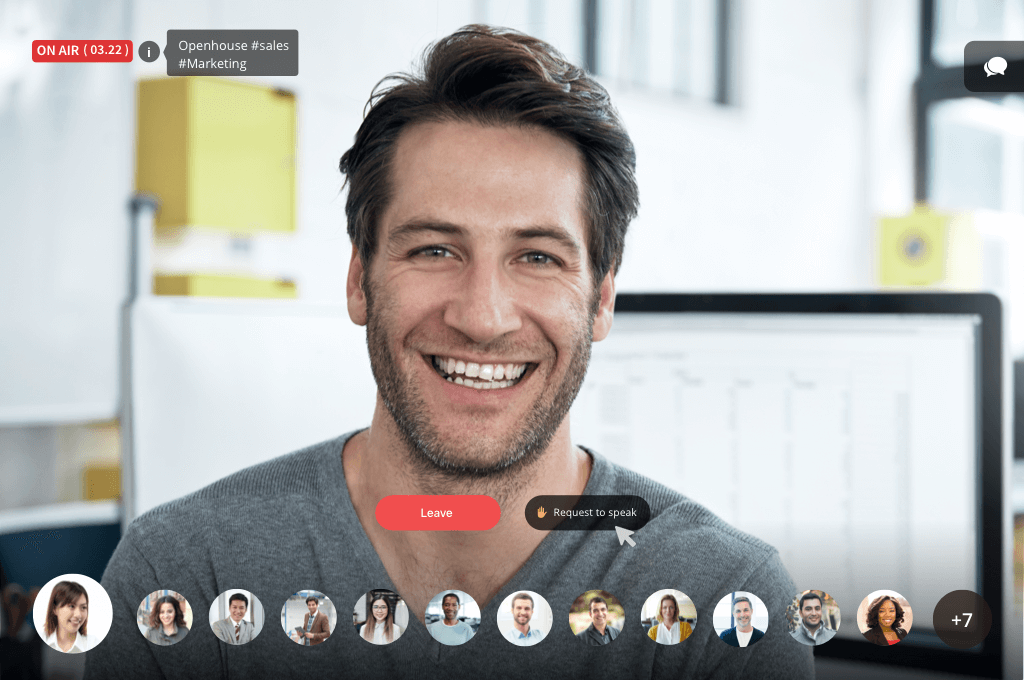 提出发言请求 单击“请求发言”。
