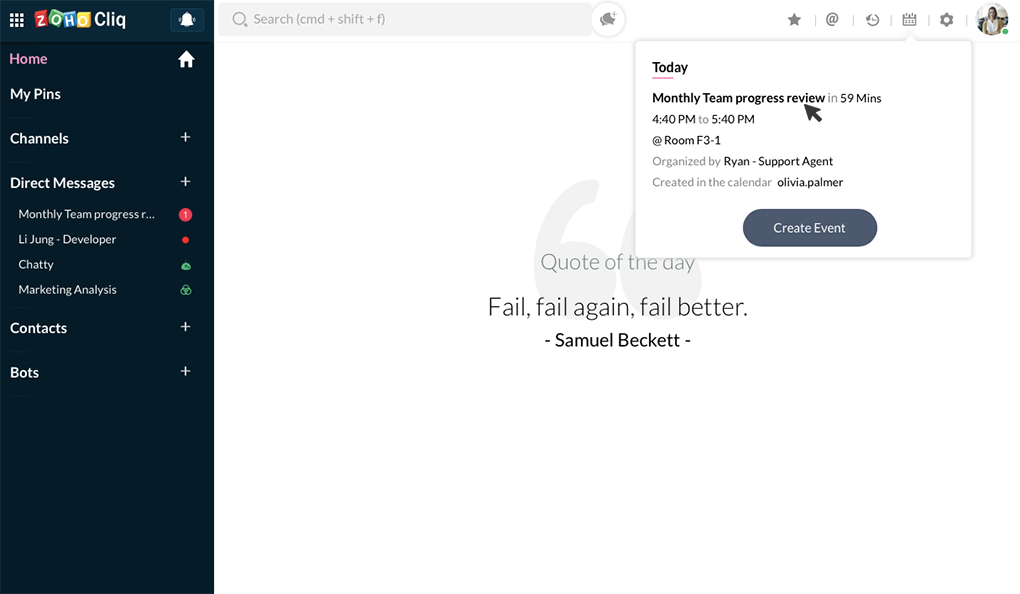 点击“活动通知”，并转至该活动以选择您的回复。