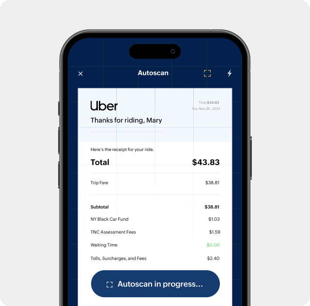 图片展示在 Zoho Expense 中自动扫描票据的场景