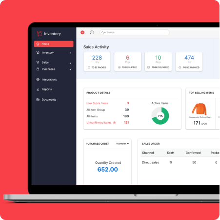 Zoho Inventory 仪表板 | 桌面端和移动端