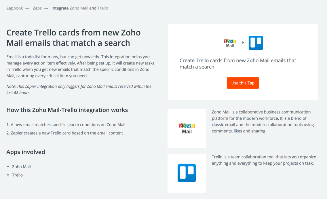 Zoho Mail 与 Trello 的集成