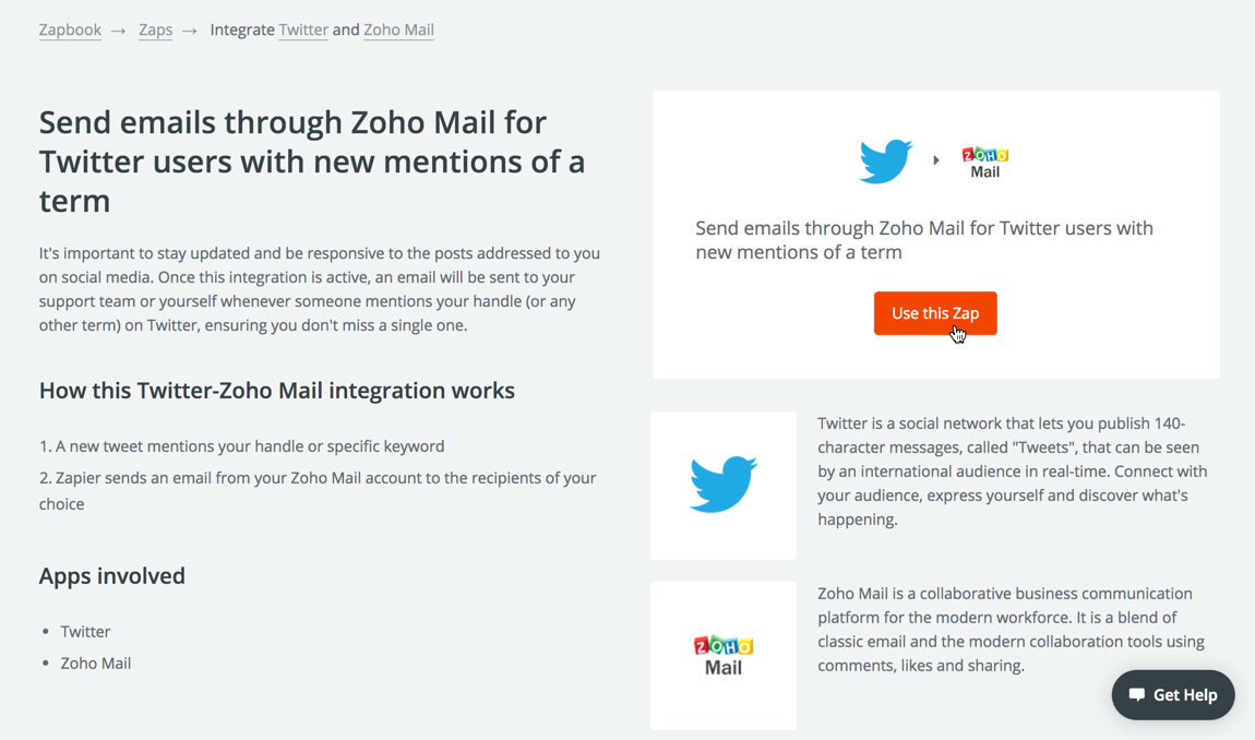 Twitter 与 Zoho Mail 的集成