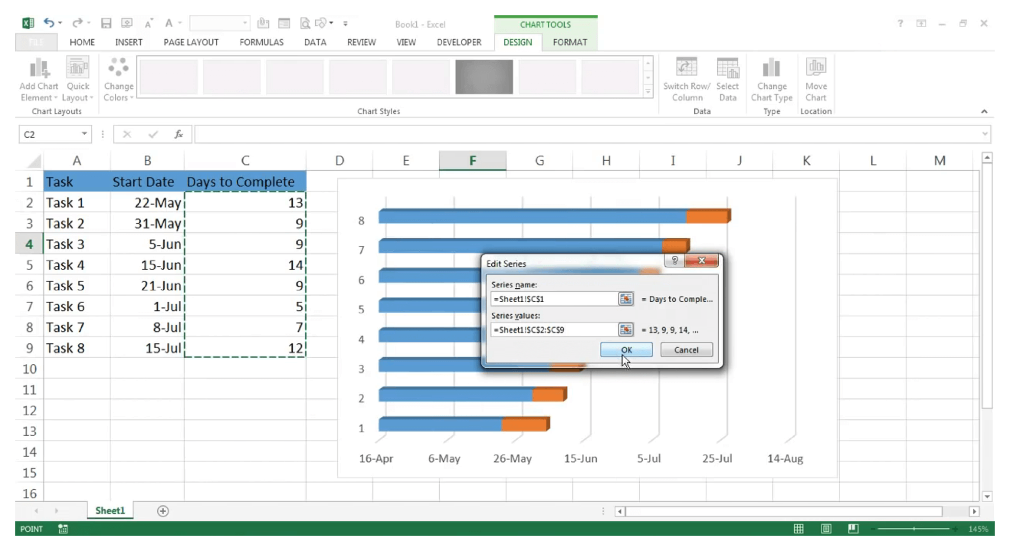 如何在 Excel 中制作甘特图