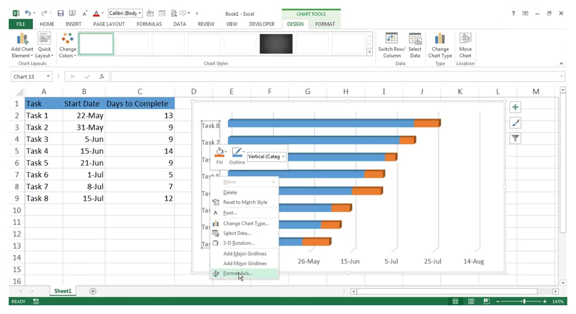 如何在 Excel 中制作甘特图