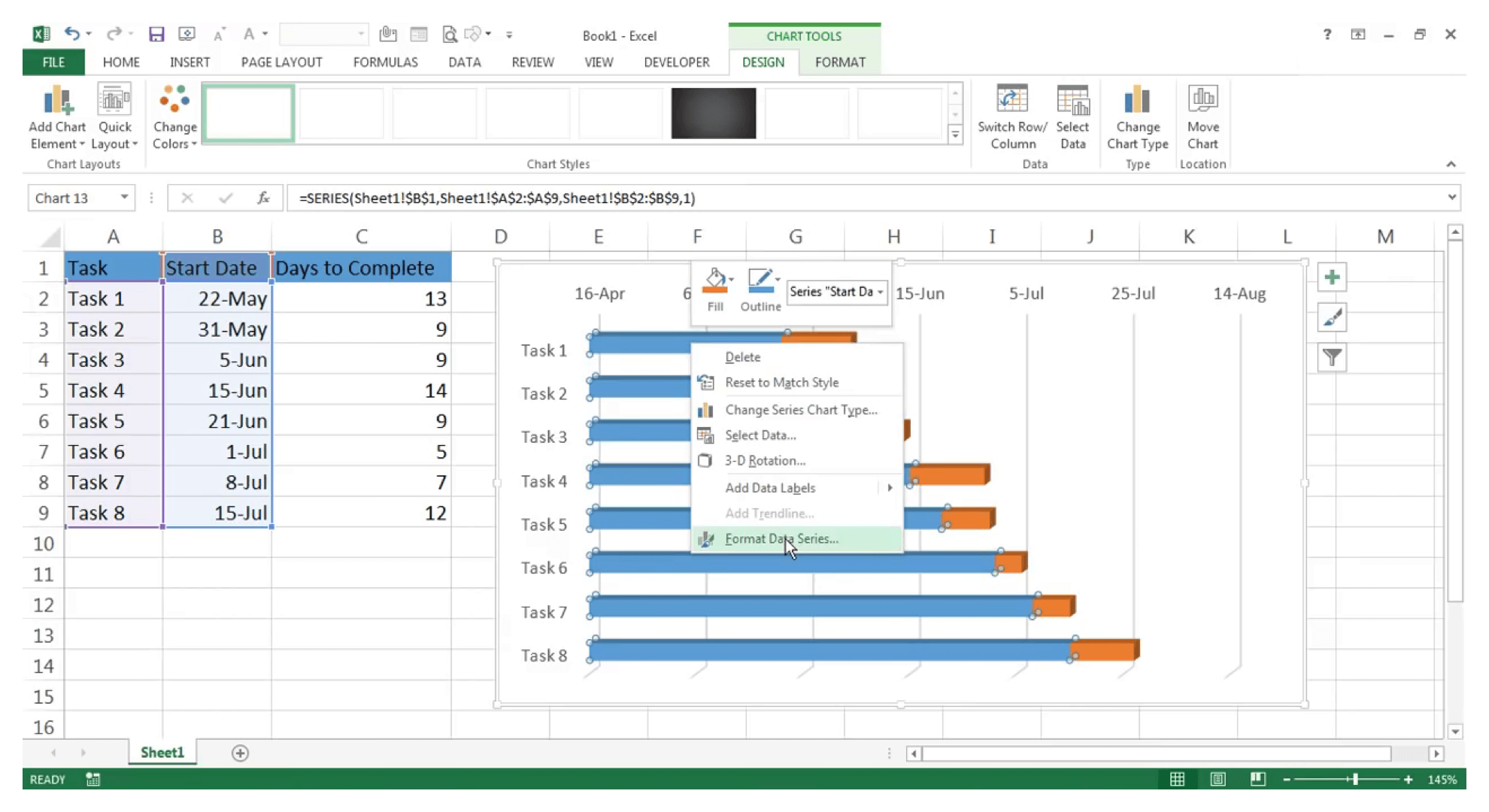 Excel 甘特图