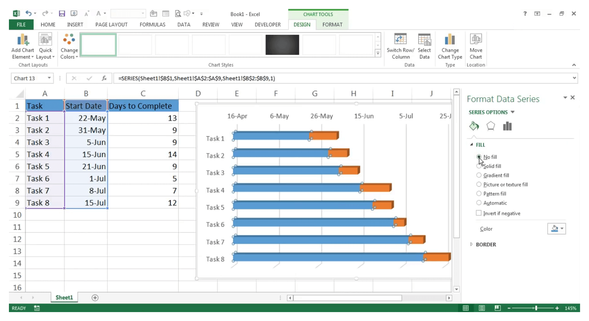 创建甘特图 Excel